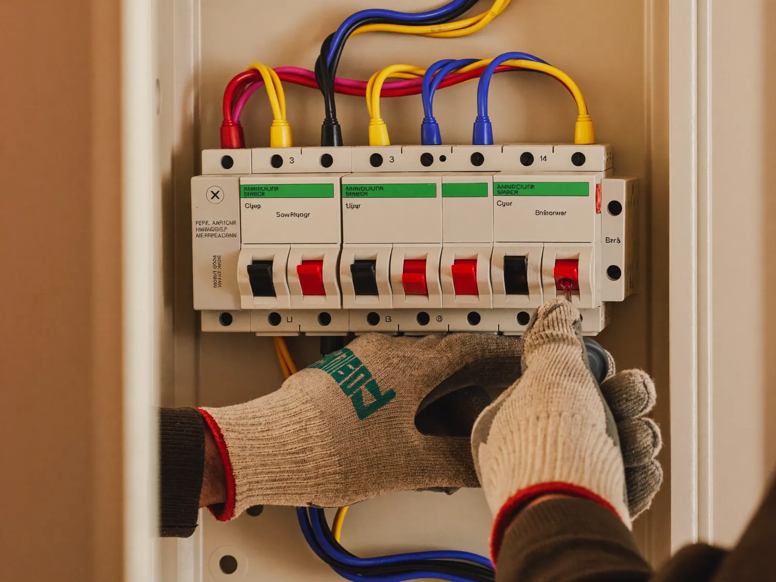 Electrician replacing Australian circuit breakers during an Adelaide switchboard upgrade