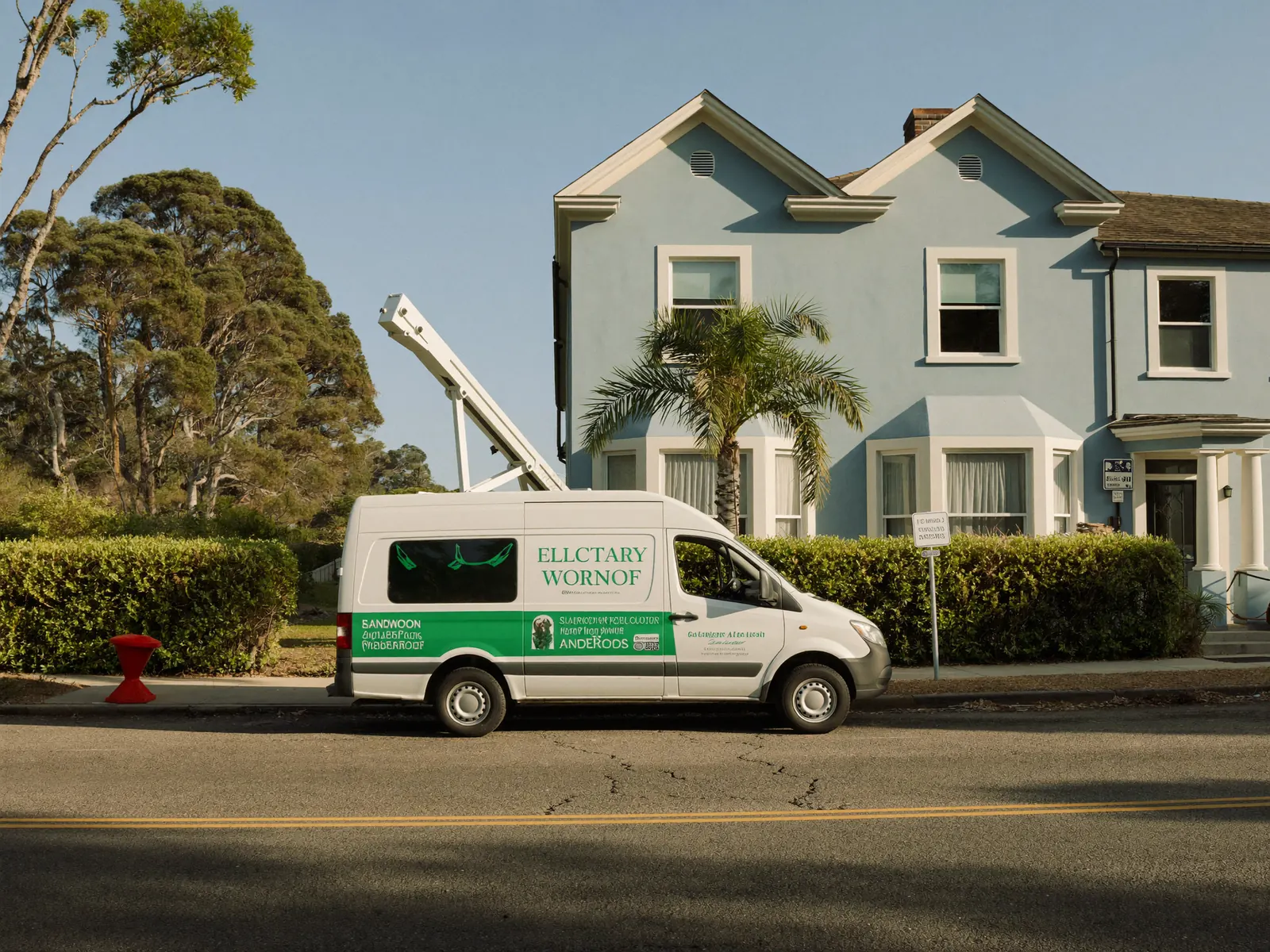 Electrician van outside a bluestone villa in Norwood, Adelaide