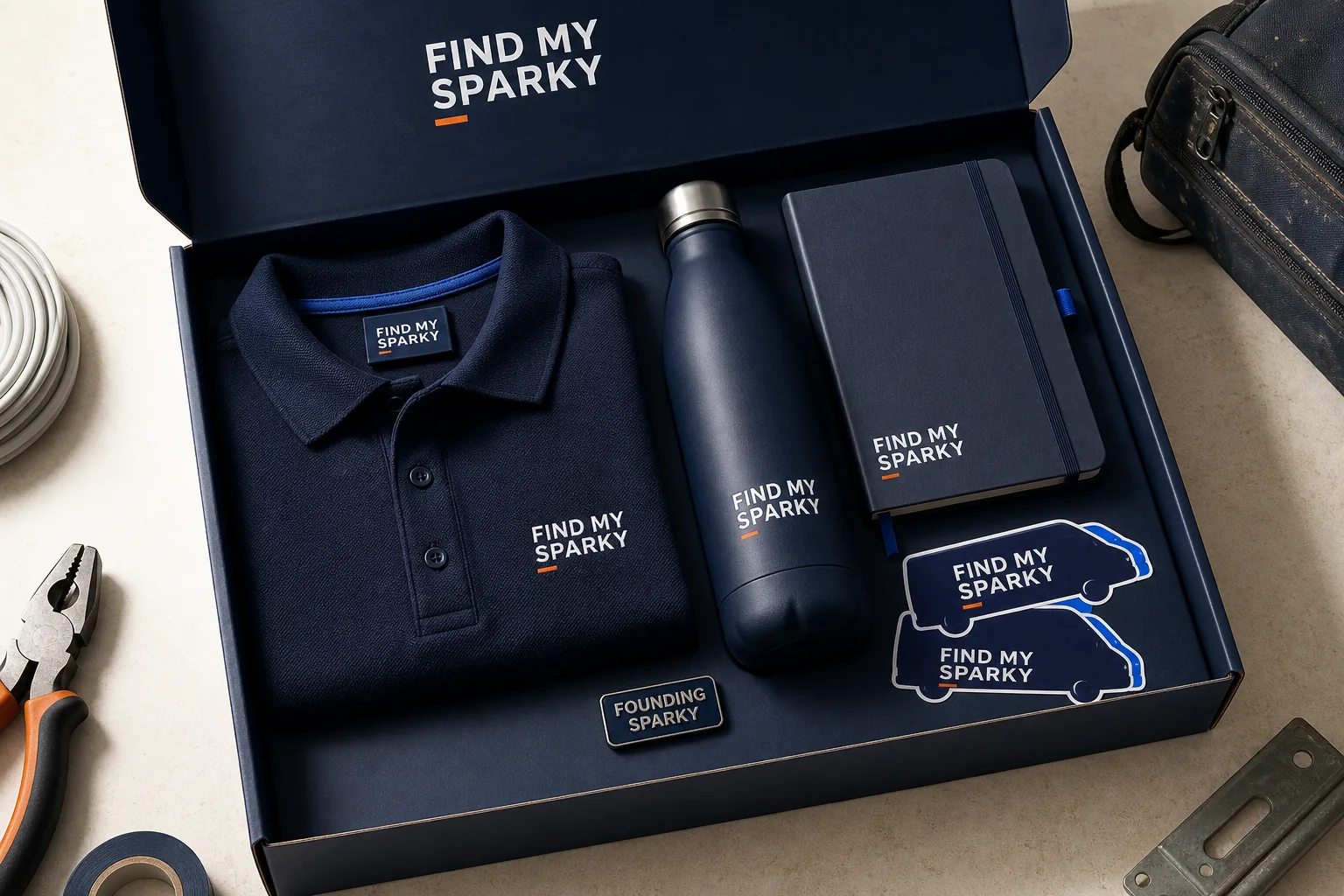 Find My Sparky founding electrician welcome kit