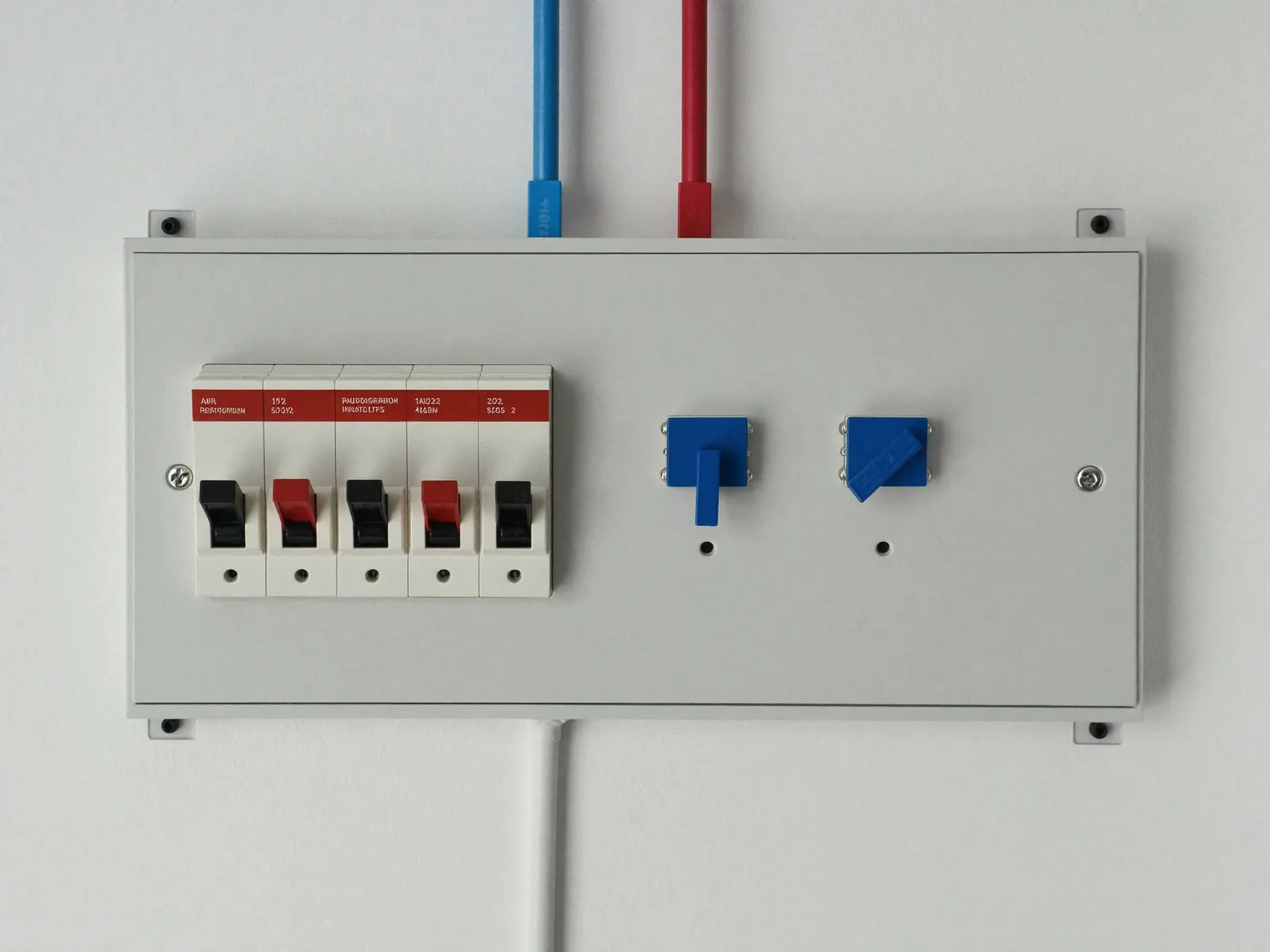 Freshly installed modern Australian switchboard with DIN-rail circuit breakers