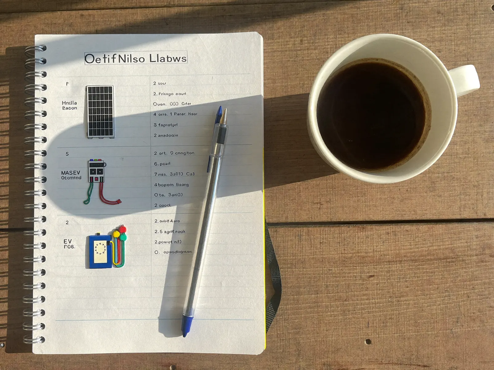 Home electrification planning checklist flat lay for an Adelaide household