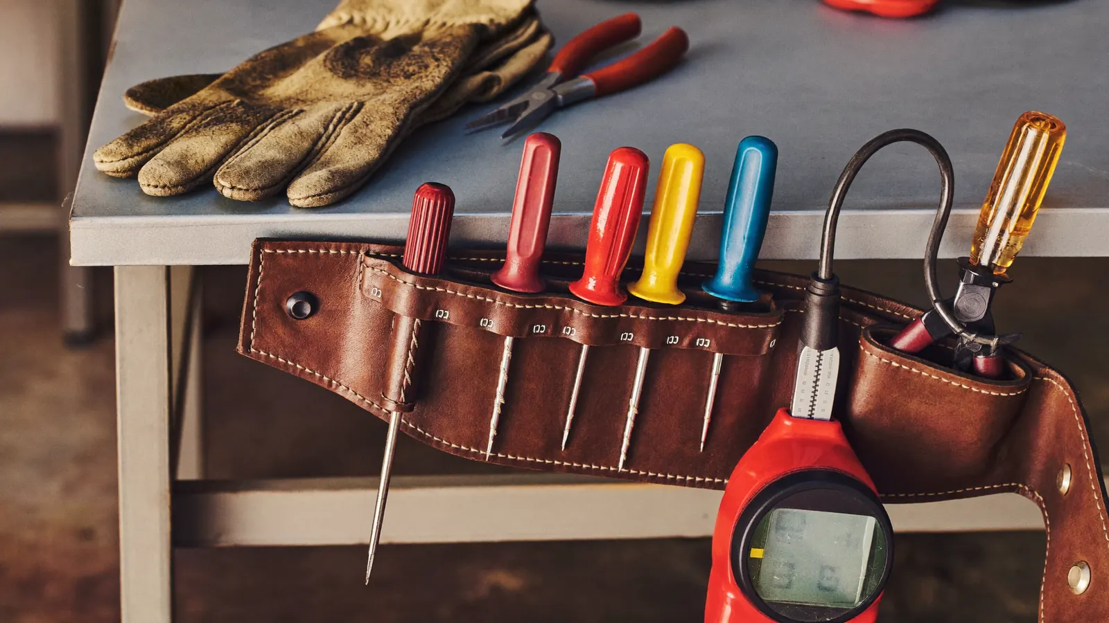 Licensed electrician tool belt with insulated tools in South Australia